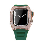 Diamond Modification Kit For Apple Watch Series 7 45MM Rubber Luxury Metal Frame For iWatch 44MM SE 6 5 4 Stainless Steel Case