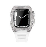 Diamond Modification Kit For Apple Watch Series 7 45MM Rubber Luxury Metal Frame For iWatch 44MM SE 6 5 4 Stainless Steel Case
