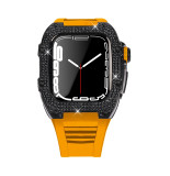 Diamond Modification Kit For Apple Watch Series 7 45MM Rubber Luxury Metal Frame For iWatch 44MM SE 6 5 4 Stainless Steel Case