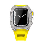 Diamond Modification Kit For Apple Watch Series 7 45MM Rubber Luxury Metal Frame For iWatch 44MM SE 6 5 4 Stainless Steel Case