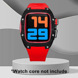 Luxury Carbon Fiber Modification Kit For Apple Watch 7 6 5 4 SE Metal Bezel Frame For iWatch Series 45MM 44MM Rubber Strap Set