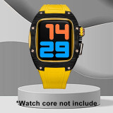 Luxury Carbon Fiber Modification Kit For Apple Watch 7 6 5 4 SE Metal Bezel Frame For iWatch Series 45MM 44MM Rubber Strap Set