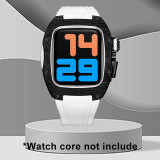 Luxury Carbon Fiber Modification Kit For Apple Watch 7 6 5 4 SE Metal Bezel Frame For iWatch Series 45MM 44MM Rubber Strap Set