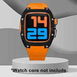 Luxury Carbon Fiber Modification Kit For Apple Watch 7 6 5 4 SE Metal Bezel Frame For iWatch Series 45MM 44MM Rubber Strap Set