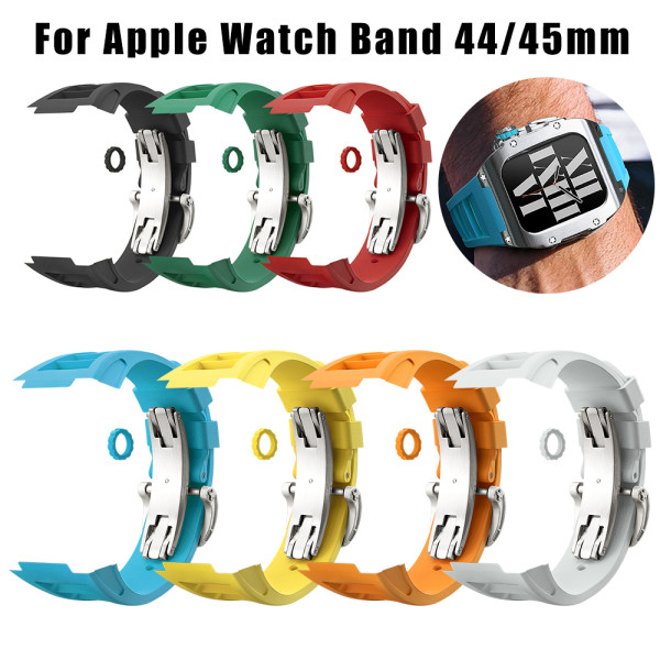 Modification Kit Replacement Accessories For Apple Watch Band 7 6 5 4 iWatch Series 44MM 45MM RM  Rubber Strap