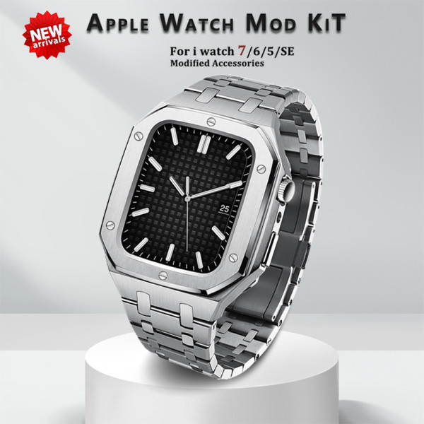 Luxury Modification Mod Kit for Apple Watch 7 Case Strap 45mm 44mm Metal Bezel Frame for iwatch Series 7 6 5 4 3 SE Accessories