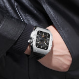 Luxury Aluminum Alloy Metal Case  For Apple Watch 7 6 SE 5 4 Modification Kit  iWatch Series 44MM 45MM Rubber Strap DIY Mod Kit
