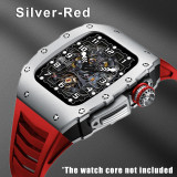 Luxury Aluminum Alloy Metal Case  For Apple Watch 7 6 SE 5 4 Modification Kit  iWatch Series 44MM 45MM Rubber Strap DIY Mod Kit