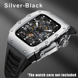 Luxury Aluminum Alloy Metal Case  For Apple Watch 7 6 SE 5 4 Modification Kit  iWatch Series 44MM 45MM Rubber Strap DIY Mod Kit