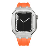 Luxury Stainless Steel Modification Mod Kit for Apple Watch 8 41mm Rubber Leather Watch Strap Case& Band for i Watch 7 45mm