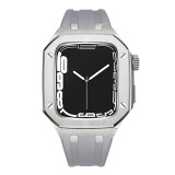 Luxury Stainless Steel Modification Mod Kit for Apple Watch 8 41mm Rubber Leather Watch Strap Case& Band for i Watch 7 45mm