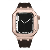 Luxury Stainless Steel Modification Mod Kit for Apple Watch 8 41mm Rubber Leather Watch Strap Case& Band for i Watch 7 45mm