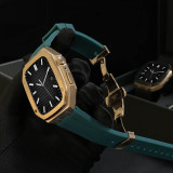 Luxury Stainless Steel Modification Mod Kit for Apple Watch 8 41mm Rubber Leather Watch Strap Case& Band for i Watch 7 45mm