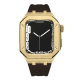 Luxury Stainless Steel Modification Mod Kit for Apple Watch 8 41mm Rubber Leather Watch Strap Case& Band for i Watch 7 45mm