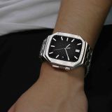Luxury Stainless Steel Modification Mod Kit for Apple Watch 8 41mm Rubber Leather Watch Strap Case& Band for i Watch 7 45mm