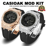 Stainless Steel Diamond Case for G-shock GA-2100 Rubber Strap & All Metal Bezel 3rd 4rd Modification Kit for Casio GA2100 GA2110