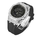 Stainless Steel Diamond Case for G-shock GA-2100 Rubber Strap & All Metal Bezel 3rd 4rd Modification Kit for Casio GA2100 GA2110