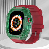 Luxury Modification Kit For Apple Watch Ultra 49mm Fluororubber Band For iWatch Series 8 7 6 5 4 SE 45MM 44MM Transparent Case