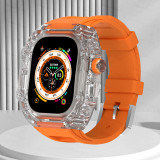 Luxury Modification Kit For Apple Watch Ultra 49mm Fluororubber Band For iWatch Series 8 7 6 5 4 SE 45MM 44MM Transparent Case