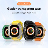 Luxury Modification Kit For Apple Watch Ultra 49mm Fluororubber Band For iWatch Series 8 7 6 5 4 SE 45MM 44MM Transparent Case