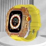 Luxury Modification Kit For Apple Watch Ultra 49mm Fluororubber Band For iWatch Series 8 7 6 5 4 SE 45MM 44MM Transparent Case