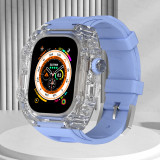Luxury Modification Kit For Apple Watch Ultra 49mm Fluororubber Band For iWatch Series 8 7 6 5 4 SE 45MM 44MM Transparent Case