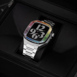 Luxury Diamond Refit Accessoires For iWatch Series 6 SE 5 4 Stainless Steel Band  iWatch Band 44mm 40mm Modification Kit Case