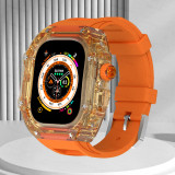 Luxury Modification Kit For Apple Watch Ultra 49mm Fluororubber Band For iWatch Series 8 7 6 5 4 SE 45MM 44MM Transparent Case