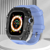 Luxury Modification Kit For Apple Watch Ultra 49mm Fluororubber Band For iWatch Series 8 7 6 5 4 SE 45MM 44MM Transparent Case