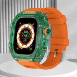 Luxury Modification Kit For Apple Watch Ultra 49mm Fluororubber Band For iWatch Series 8 7 6 5 4 SE 45MM 44MM Transparent Case