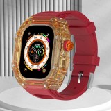 Luxury Modification Kit For Apple Watch Ultra 49mm Fluororubber Band For iWatch Series 8 7 6 5 4 SE 45MM 44MM Transparent Case