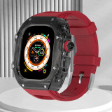 Luxury Modification Kit For Apple Watch Ultra 49mm Fluororubber Band For iWatch Series 8 7 6 5 4 SE 45MM 44MM Transparent Case