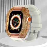 Luxury Modification Kit For Apple Watch Ultra 49mm Fluororubber Band For iWatch Series 8 7 6 5 4 SE 45MM 44MM Transparent Case