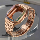 Luxury Diamond Refit Accessoires For iWatch Series 6 SE 5 4 Stainless Steel Band  iWatch Band 44mm 40mm Modification Kit Case