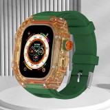 Luxury Modification Kit For Apple Watch Ultra 49mm Fluororubber Band For iWatch Series 8 7 6 5 4 SE 45MM 44MM Transparent Case