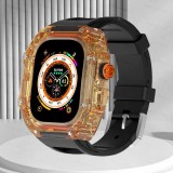 Luxury Modification Kit For Apple Watch Ultra 49mm Fluororubber Band For iWatch Series 8 7 6 5 4 SE 45MM 44MM Transparent Case