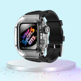 Transparent Mod Kit Case For Apple Watch  49mm 45MM 44MM Rubber Sports Band For iWatch Series Ultra 8 7 6 5 4 SE Silicone Strap