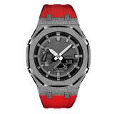 Mod Kit for Casioak GA2100 GMAS2100 Gen4 Modification Kit Bezel Emery Frosted Steel Case Band for GA-2100/2110 Metal Bezel Rubber Strap