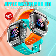 Transparent Mod Kit Case For Apple Watch  49mm 45MM 44MM Rubber Sports Band For iWatch Series Ultra 8 7 6 5 4 SE Silicone Strap