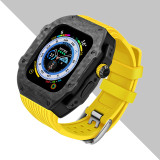 Luxury Modification Kit For Apple Watch Ultra 49mm Carbon Fiber Case For iWatch 8 7 6 5 4 SE 45mm 44mm Fluorine Rubber Band