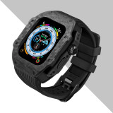 Luxury Modification Kit For Apple Watch Ultra 49mm Carbon Fiber Case For iWatch 8 7 6 5 4 SE 45mm 44mm Fluorine Rubber Band