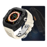 Luxury Modification Kit For Apple Watch Ultra 49mm Carbon Fiber Case For iWatch 8 7 6 5 4 SE 45mm 44mm Fluorine Rubber Band