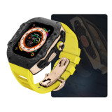 Luxury Modification Kit For Apple Watch Ultra 49mm Carbon Fiber Case For iWatch 8 7 6 5 4 SE 45mm 44mm Fluorine Rubber Band