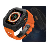 Luxury Modification Kit For Apple Watch Ultra 49mm Carbon Fiber Case For iWatch 8 7 6 5 4 SE 45mm 44mm Fluorine Rubber Band