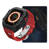 Luxury Modification Kit For Apple Watch Ultra 49mm Carbon Fiber Case For iWatch 8 7 6 5 4 SE 45mm 44mm Fluorine Rubber Band