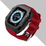 Luxury Modification Kit For Apple Watch Ultra 49mm Carbon Fiber Case For iWatch 8 7 6 5 4 SE 45mm 44mm Fluorine Rubber Band