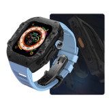 Luxury Modification Kit For Apple Watch Ultra 49mm Carbon Fiber Case For iWatch 8 7 6 5 4 SE 45mm 44mm Fluorine Rubber Band