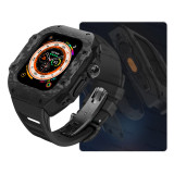 Luxury Modification Kit For Apple Watch Ultra 49mm Carbon Fiber Case For iWatch 8 7 6 5 4 SE 45mm 44mm Fluorine Rubber Band