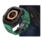 Luxury Modification Kit For Apple Watch Ultra 49mm Carbon Fiber Case For iWatch 8 7 6 5 4 SE 45mm 44mm Fluorine Rubber Band