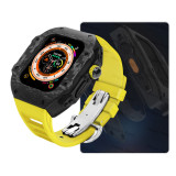 Luxury Modification Kit For Apple Watch Ultra 49mm Carbon Fiber Case For iWatch 8 7 6 5 4 SE 45mm 44mm Fluorine Rubber Band